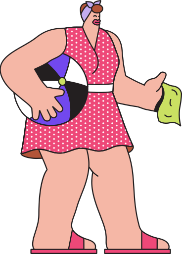 woman in a dress with polka dots with a ball in her hand PNG, SVG