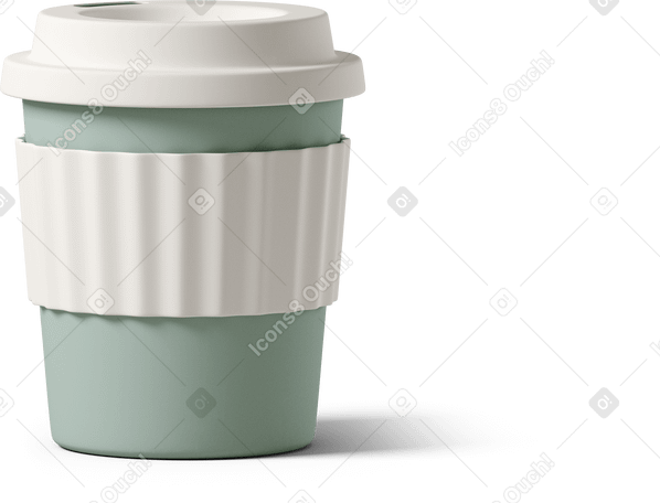 3D green coffee cup в PNG, SVG