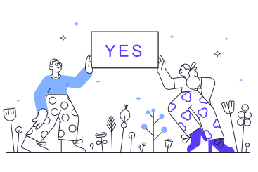 Man and woman holding yes sign PNG, SVG