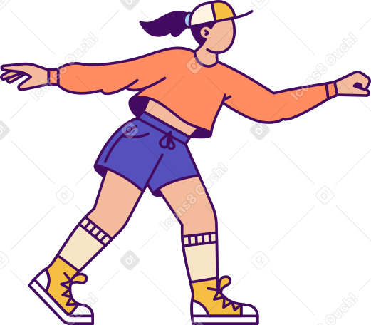 young woman in a cap and shorts PNG, SVG