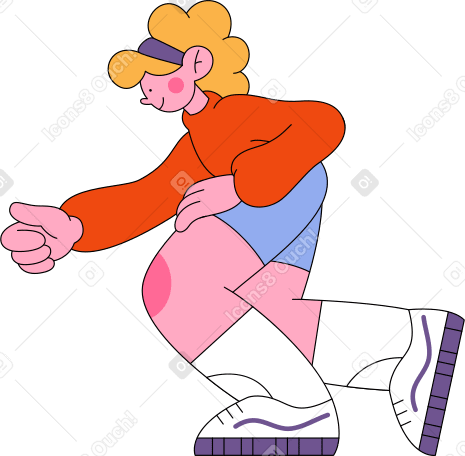 Girl bent over Illustration in PNG, SVG