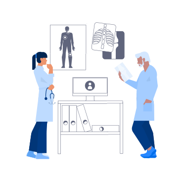 Doctors examining x-ray images PNG, SVG