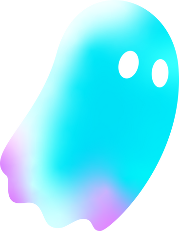 blue ghost with glowing eyes PNG, SVG