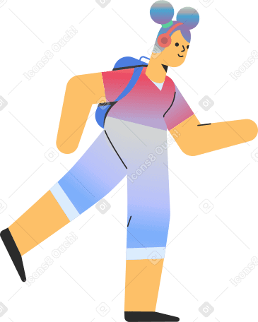 girl on skateboard with backpack Illustration in PNG, SVG