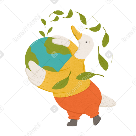 goose holds the planet in his hands as a sign of concern for nature PNG, SVG