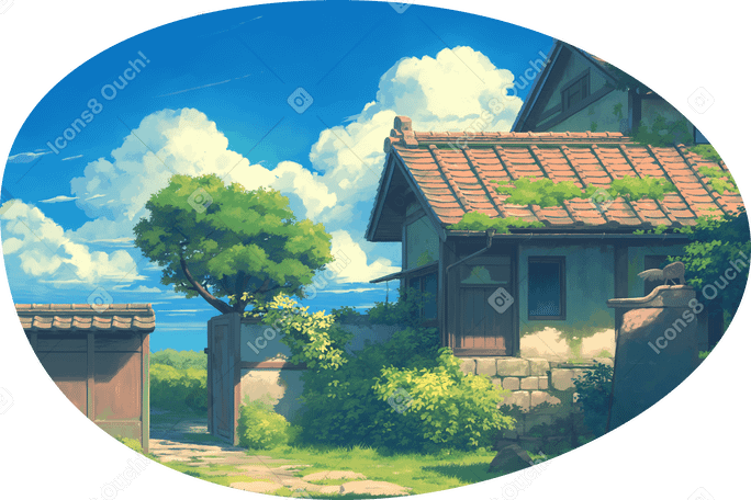 japanese house in summer background PNG, SVG