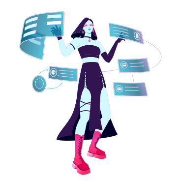Young woman planning workflow using a roadmap and a kanban board PNG, SVG
