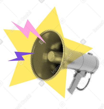 Announcement, blaring megaphone with lightning bolts PNG, SVG