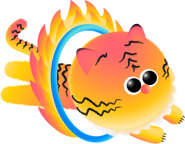 tiger jumping through a fire ring PNG, SVG
