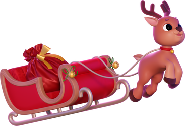 christmas reindeer carrying gifts in a sleigh PNG, SVG