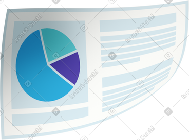 带有饼图和文本的纸页 PNG, SVG