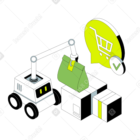 Robot delivering order Illustration in PNG, SVG