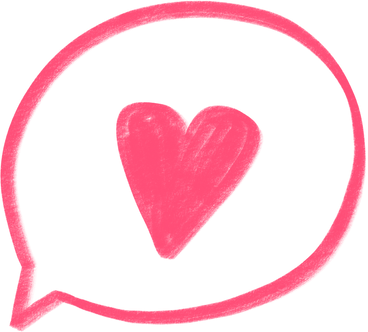 pink heart in a speech bubble PNG, SVG