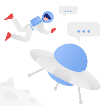 Astronaut communicating with ufo ship PNG, SVG