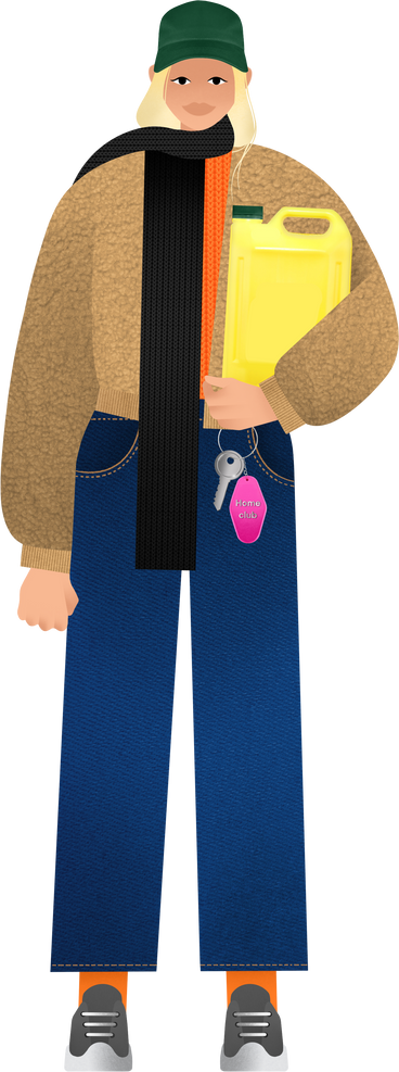 young woman holding a pack of juice PNG, SVG