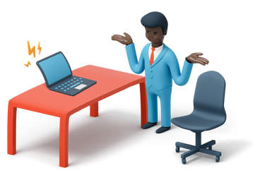 Businessman having a problem with his laptop PNG, SVG