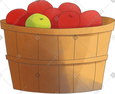 Basket with apples PNG, SVG