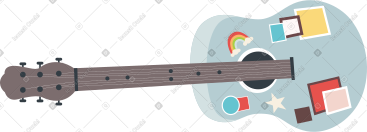 Gray string guitar in stickers PNG, SVG