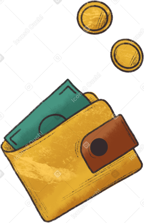 yellow wallet with money PNG、SVG