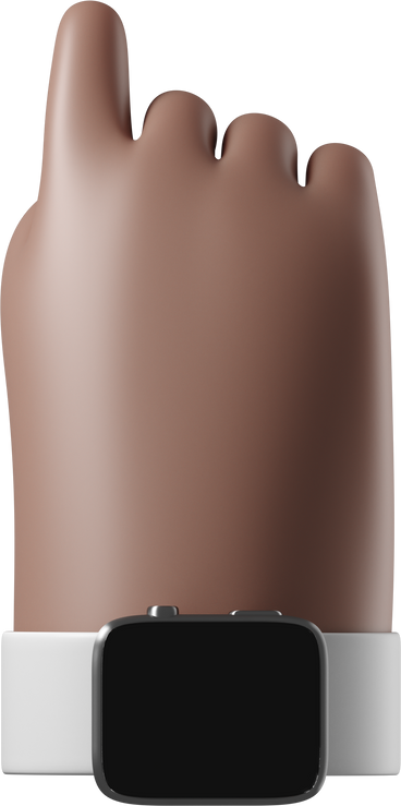 Back view of a brown skin hand with smartwatch turned off pointing up PNG, SVG