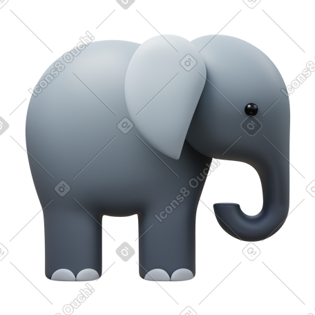 3D elephant PNG, SVG