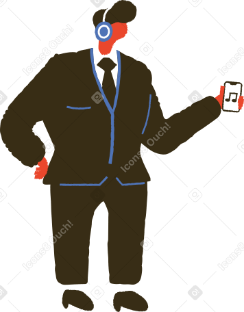 man with headphones Illustration in PNG, SVG