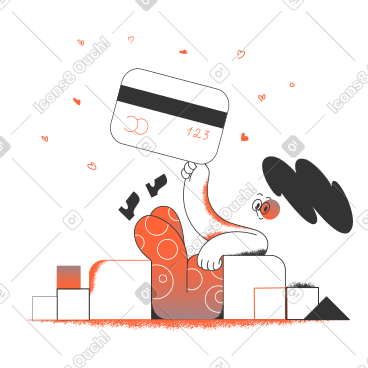 Woman lying and doing card payment PNG, SVG