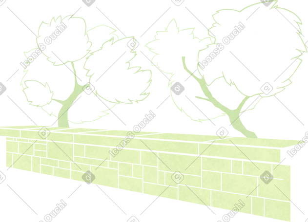 green fence and trees PNG, SVG