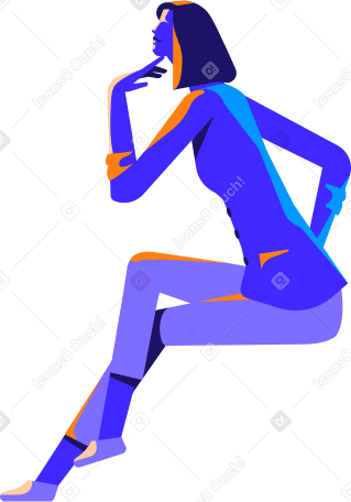 sitting woman thinks Illustration in PNG, SVG