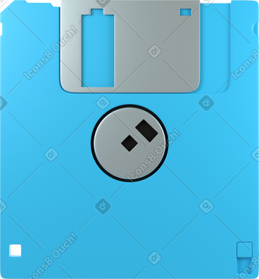 Blue floppy diskette back front view PNG, SVG