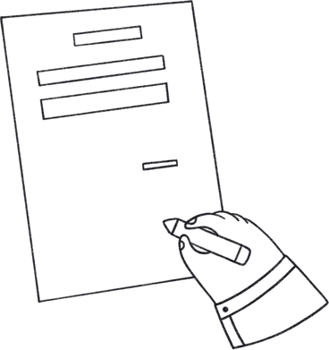 the hand signs the document PNG, SVG
