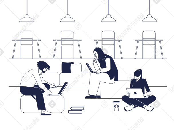 Illustration Group of people working in a coworking space aux formats PNG, SVG