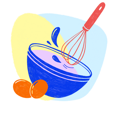 Cooking with a whisk for baking mix PNG, SVG