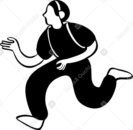 man running with a backpack PNG, SVG