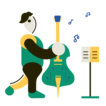 Street musician playing double bass PNG, SVG