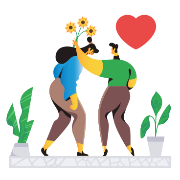 Man giving a girl a bouquet of sunflowers PNG, SVG