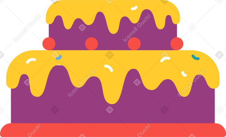 Праздничный двухъярусный торт в PNG, SVG