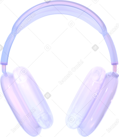 3D 紫色のガラスのヘッドフォン PNG、SVG