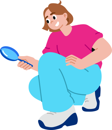 young woman with a magnifying glass PNG, SVG