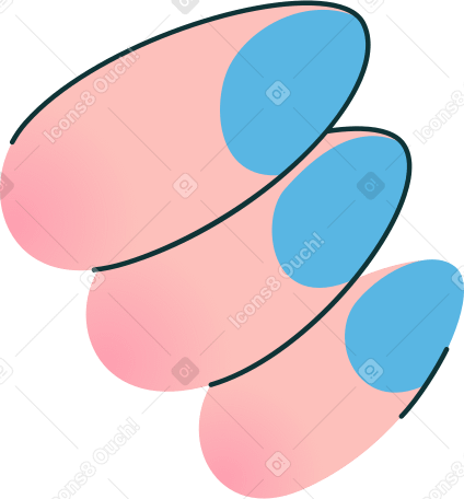 three fingers for holding with blue nails Illustration in PNG, SVG