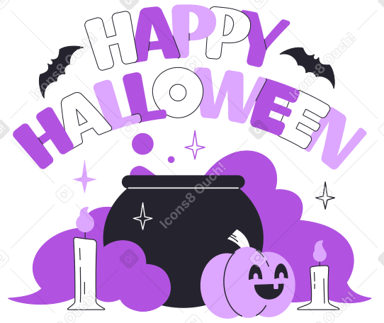 Lettering Happy Halloween with witch brew text PNG, SVG