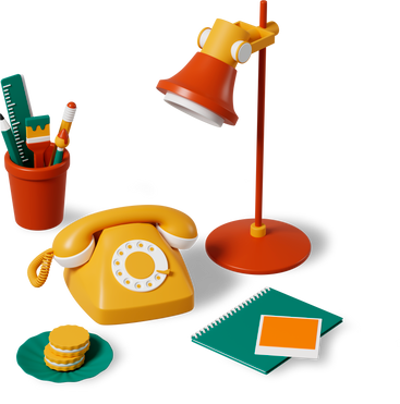 retro phone and lamp composition PNG, SVG