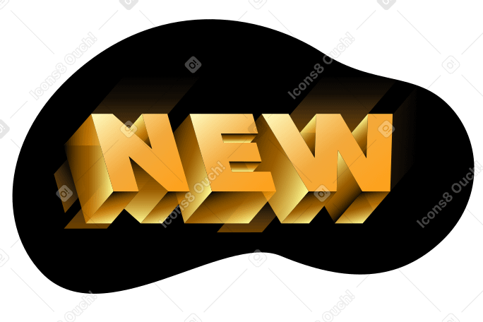 text new in 3D gradient style PNG, SVG