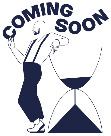 Coming Soon text with a waiting man PNG, SVG