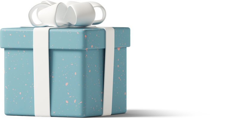 3D blue gift box Illustration in PNG, SVG
