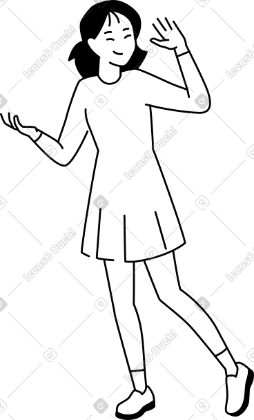 女孩挥动她的手 PNG, SVG