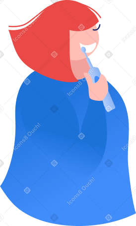 woman with electric toothbrush PNG, SVG