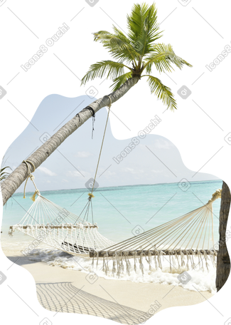 background with beach, palm tree and hammock PNG, SVG