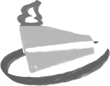 black and white cake on a plate PNG, SVG