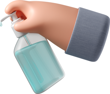 White skin hand holding a sanitizer PNG, SVG